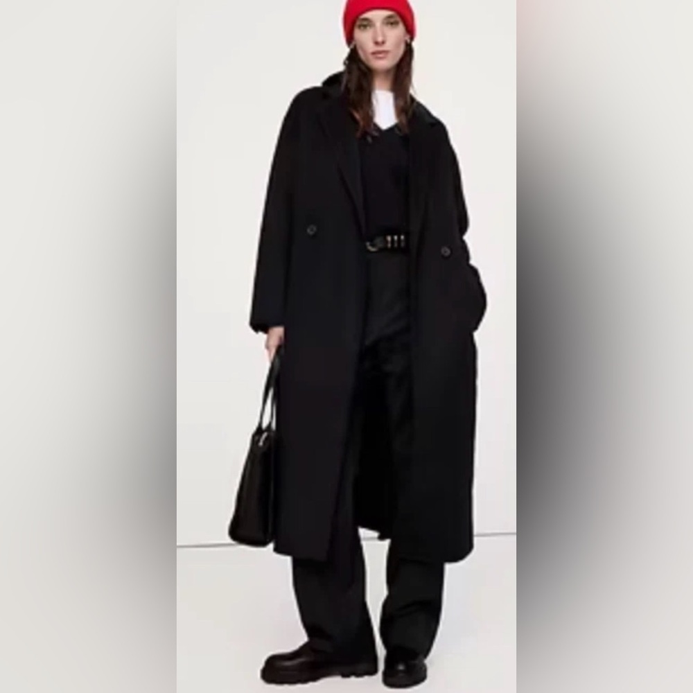 NWT BANANA REPUBLIC Oversized Double-Faced Cape Coat Jacket,Black, Large